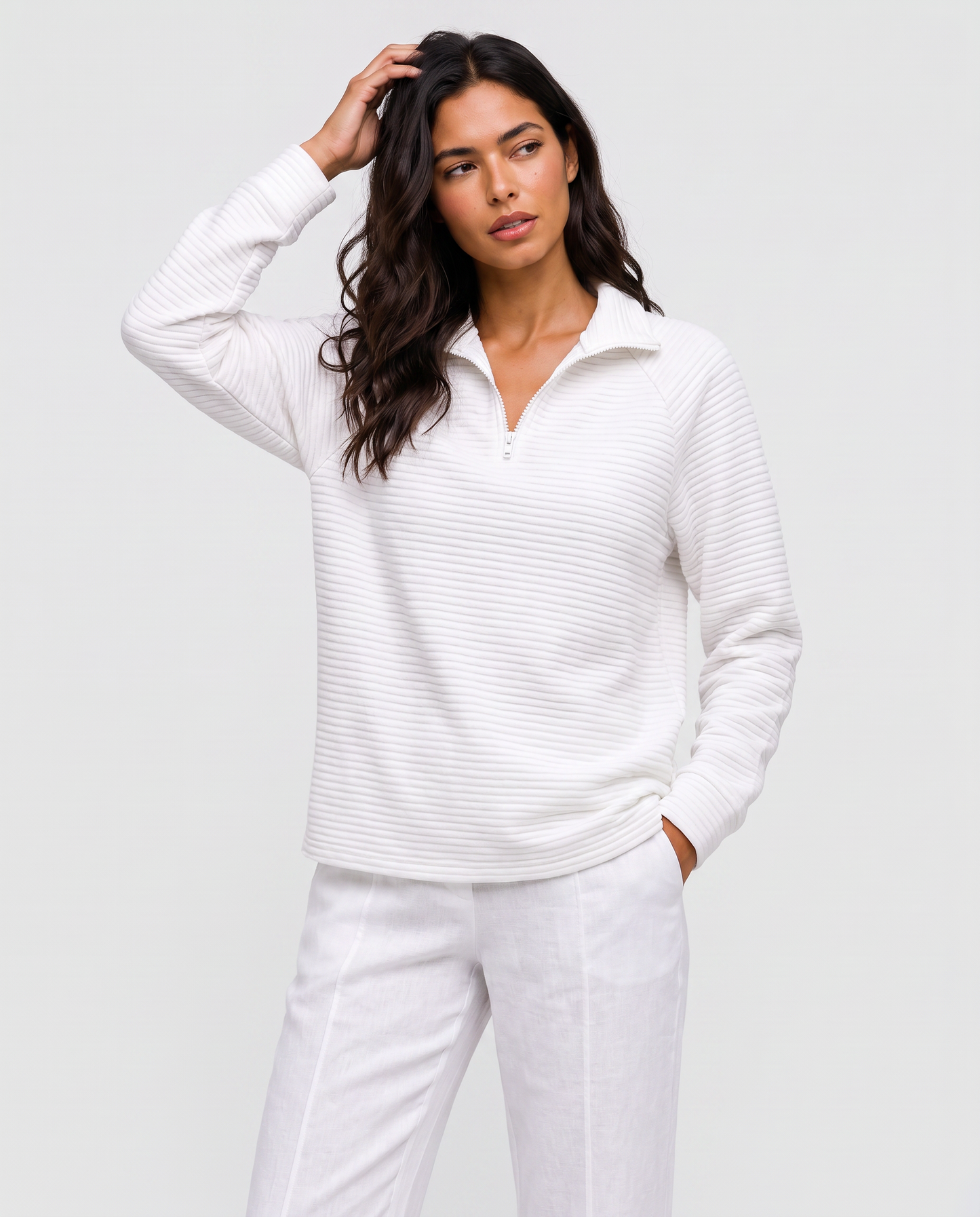 Virelle | Pull Côtelé Demi-Zip Femme