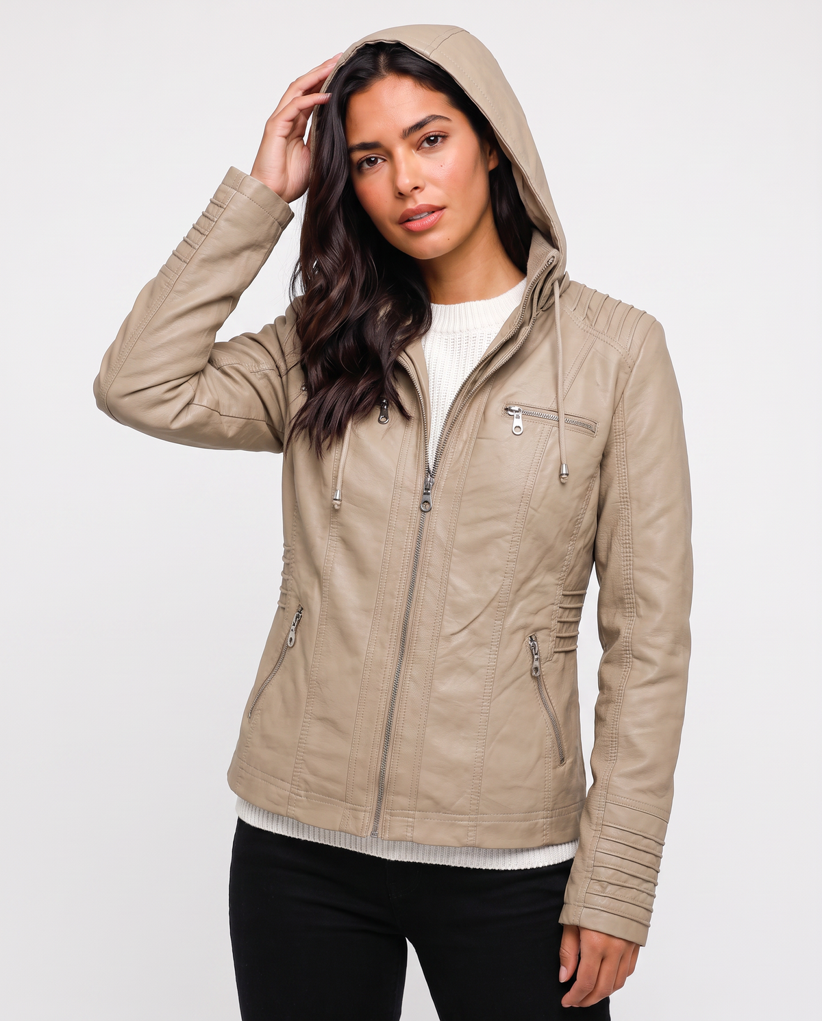 Virelle | Veste Femme Effet Cuir à Capuche