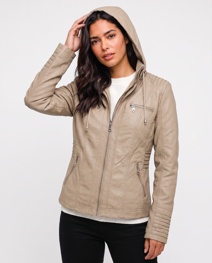 Virelle | Veste Femme Effet Cuir à Capuche