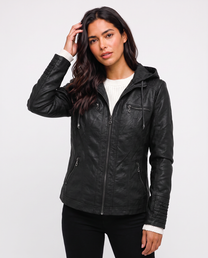 Virelle | Veste Femme Effet Cuir à Capuche