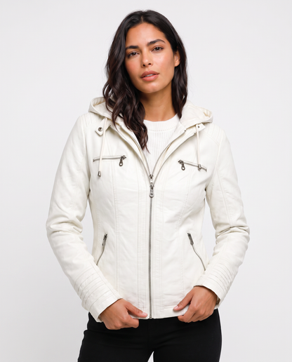 Virelle | Veste Femme Effet Cuir à Capuche