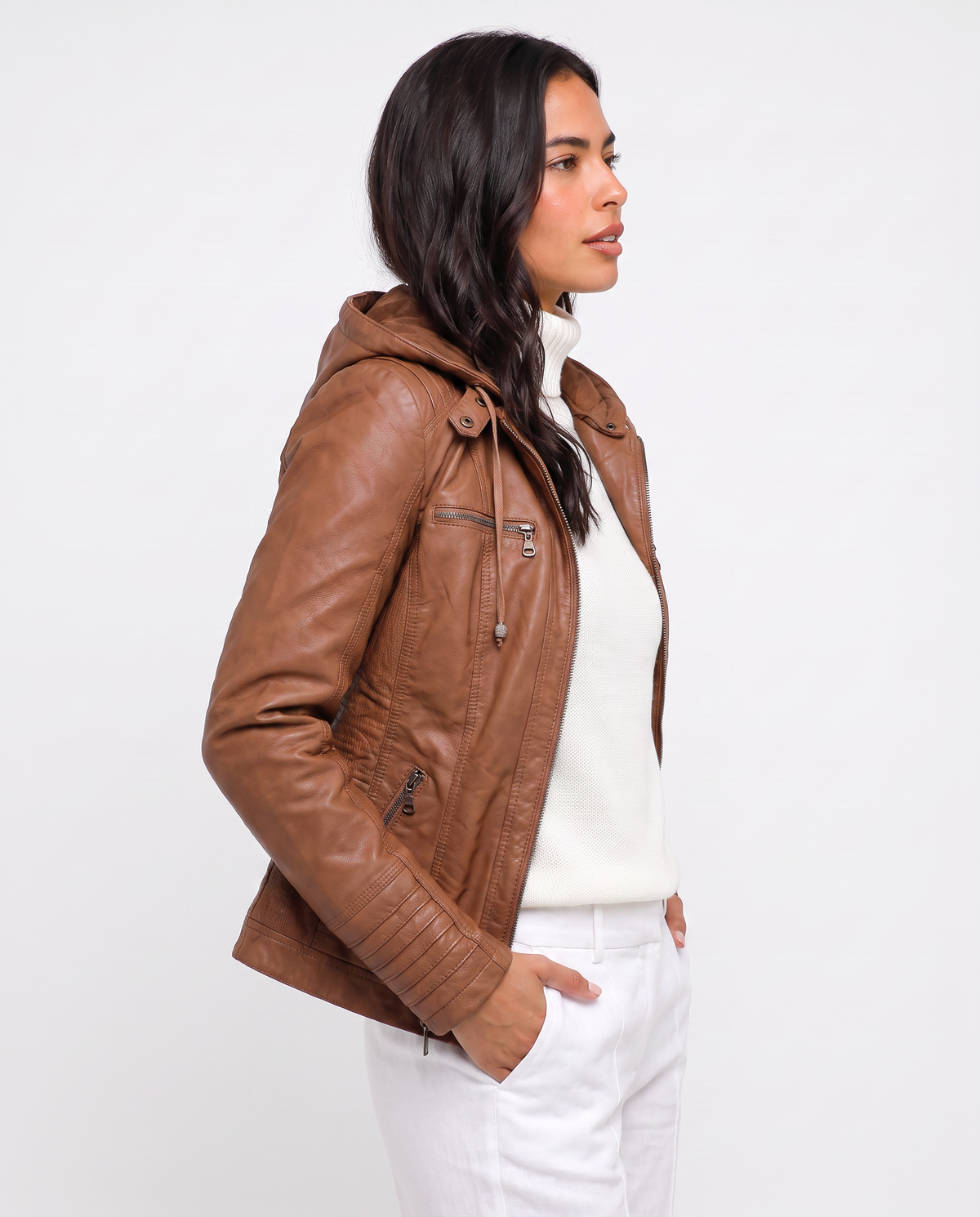 Virelle | Veste Femme Effet Cuir à Capuche