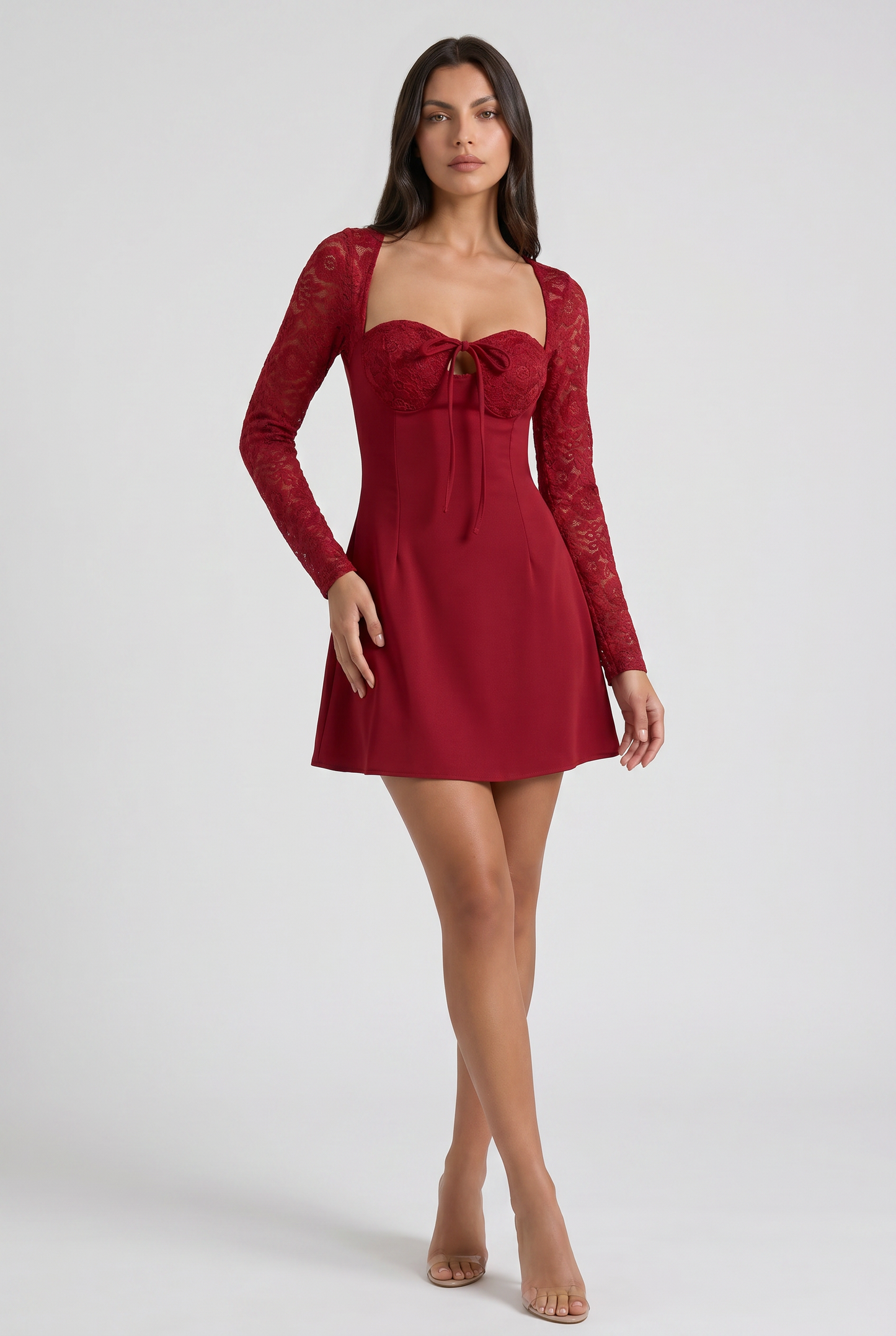 Virelle | Mini Robe Dentelle Manches Longues