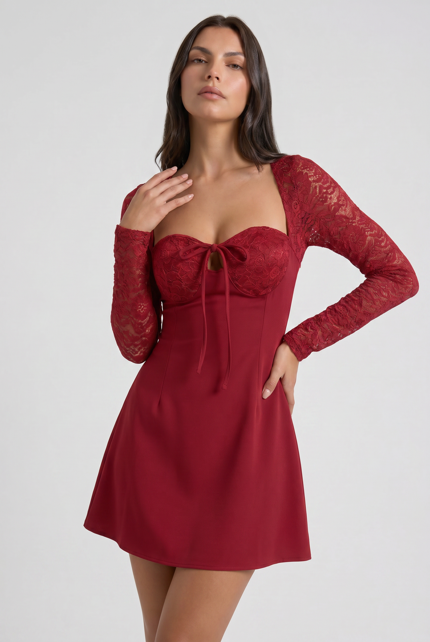 Virelle | Mini Robe Dentelle Manches Longues