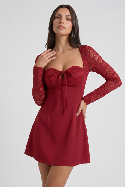 Virelle | Mini Robe Dentelle Manches Longues