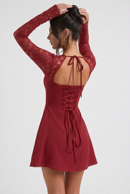 Virelle | Mini Robe Dentelle Manches Longues