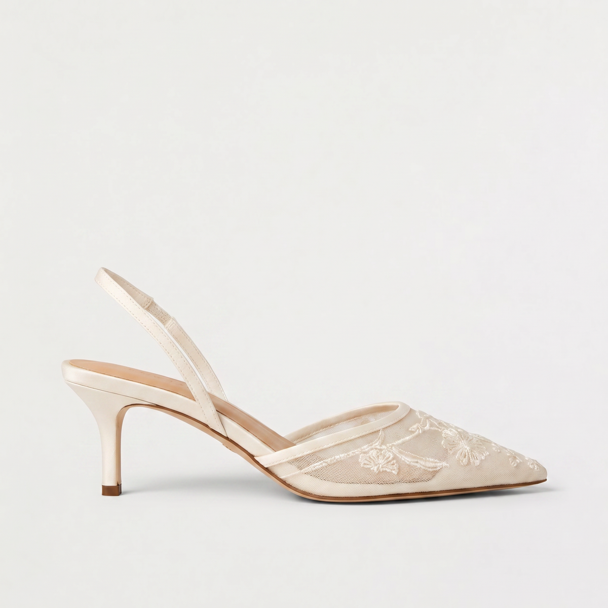 Virelle | Mules Femme en Tulle Brodé à Talon Fin