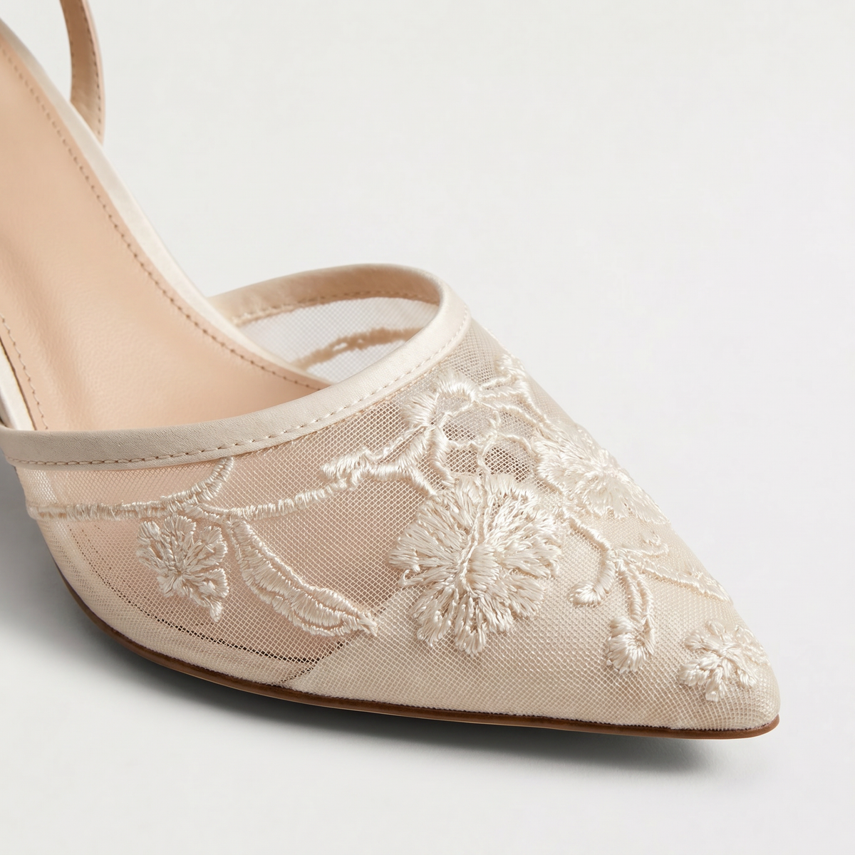 Virelle | Mules Femme en Tulle Brodé à Talon Fin