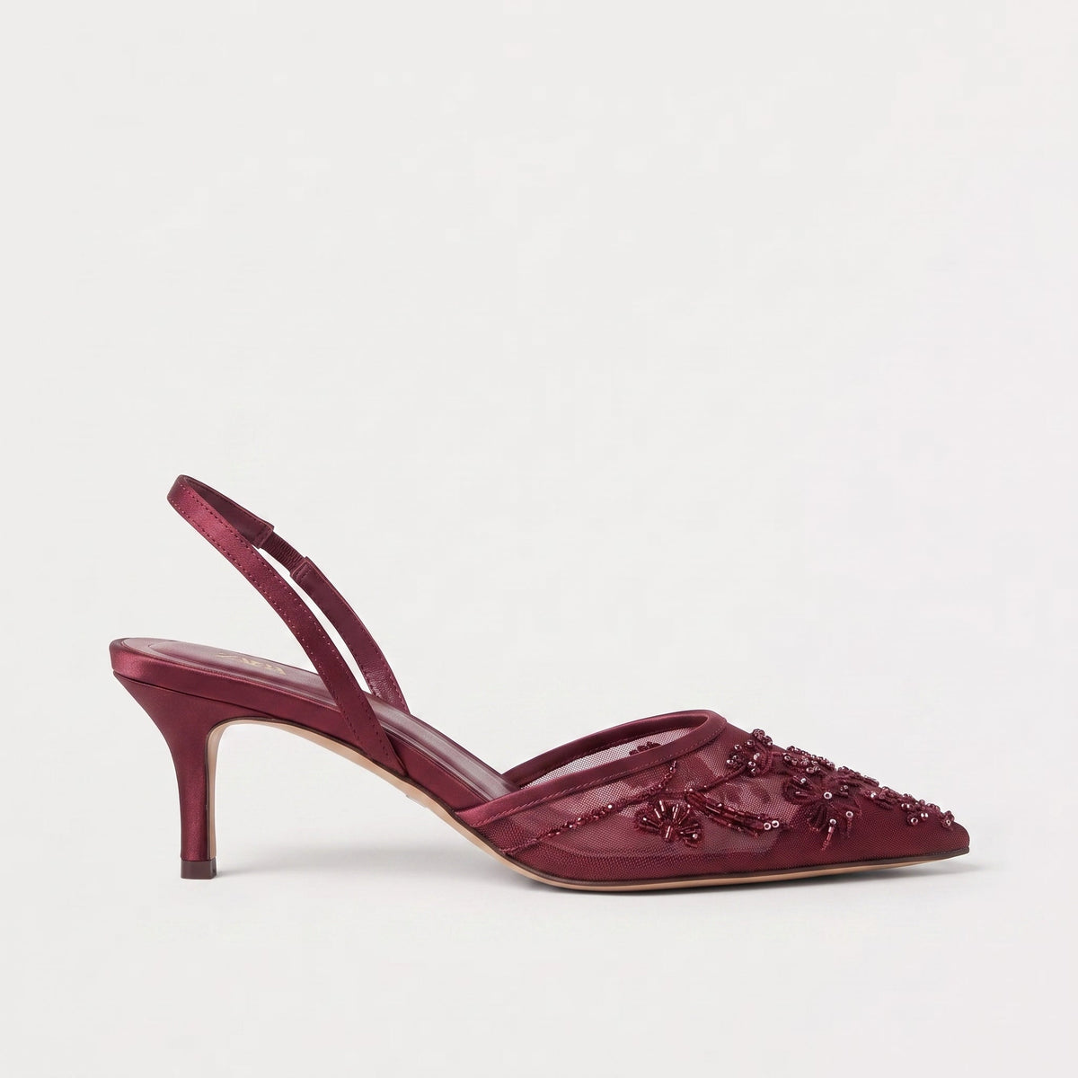 Virelle | Mules Femme en Tulle Brodé à Talon Fin