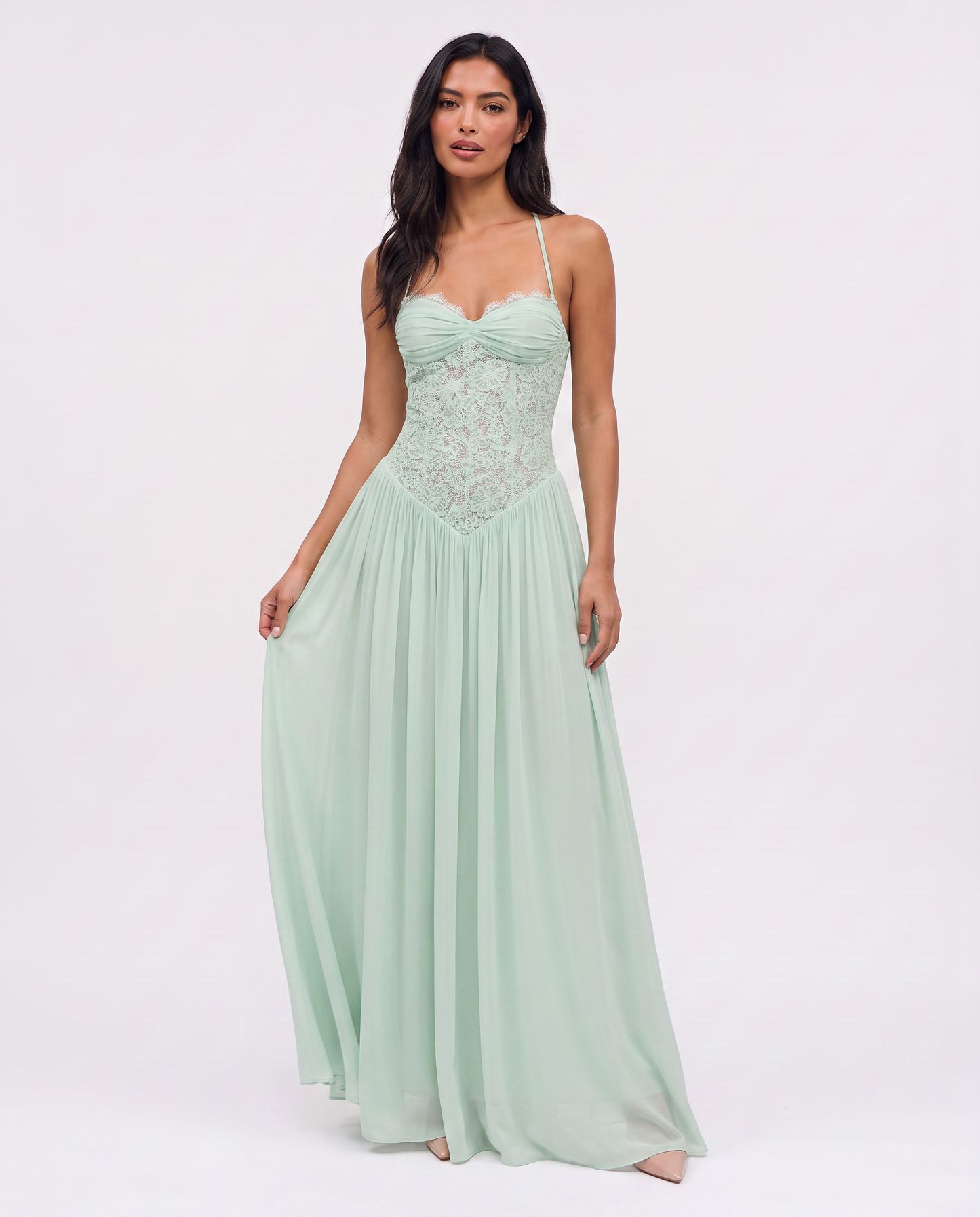 Virelle | Robe Maxi Corset En Dentelle