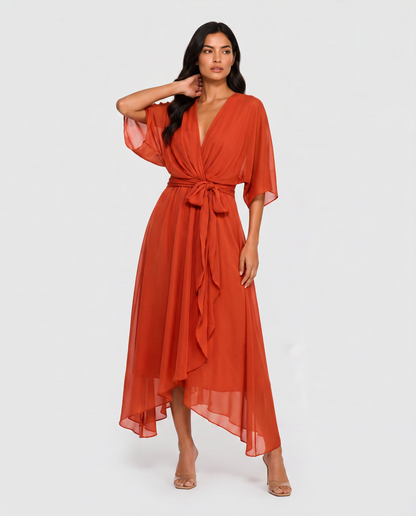 Virelle | Robe Longue En Mousseline À Décolleté En V