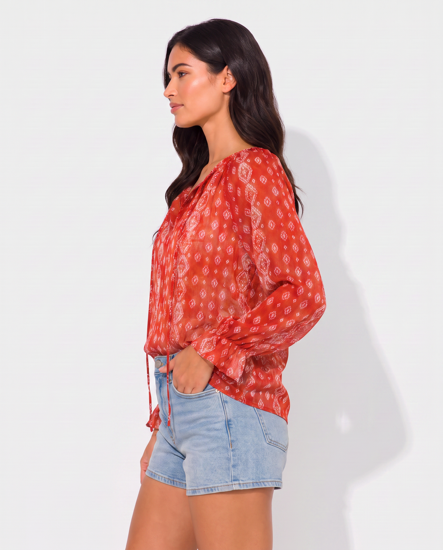 Virelle | Blouse Fleurie À Col En V Et Manches Longues