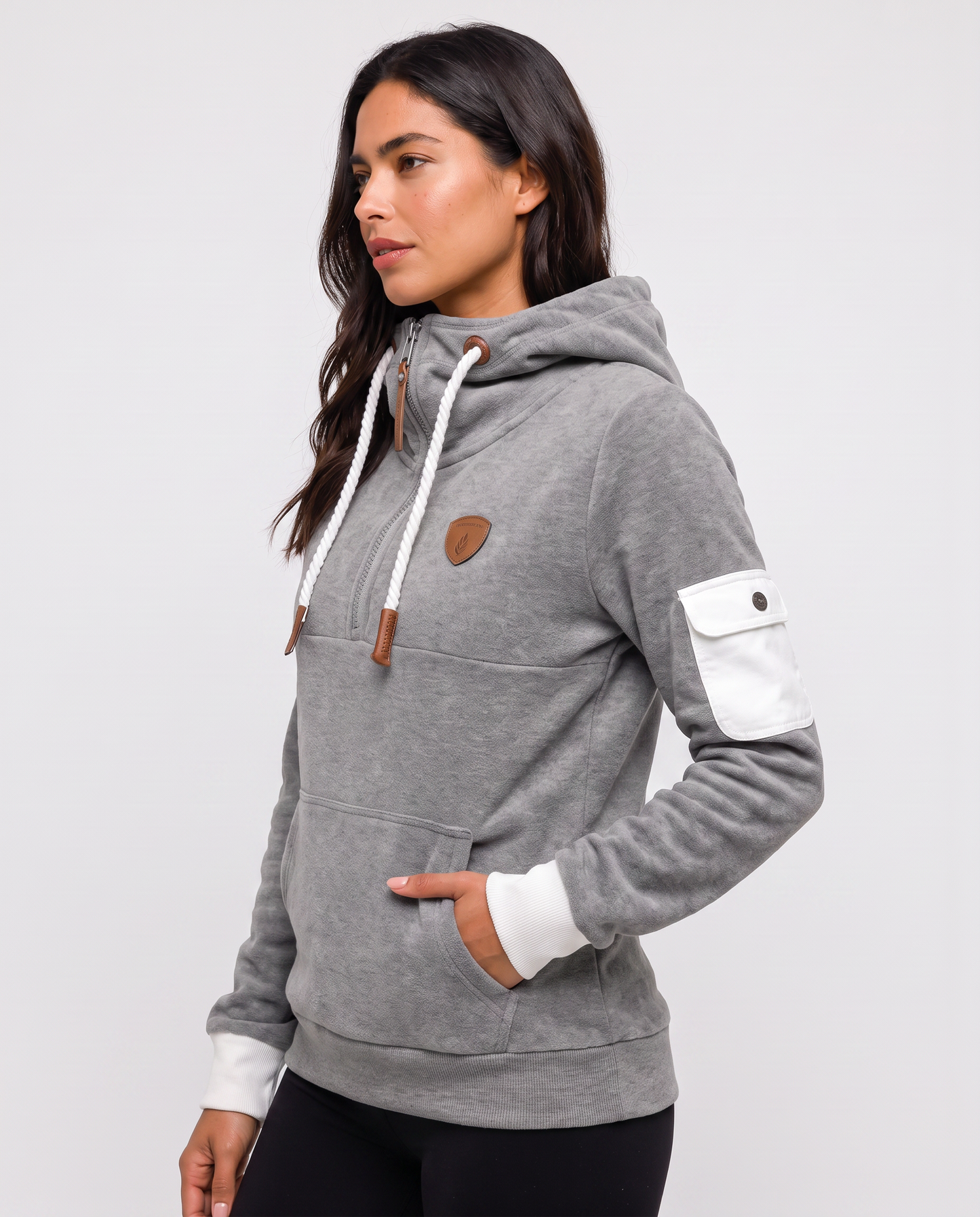 Virelle | Sweat Demi-Zip À Capuche Cargo Femme