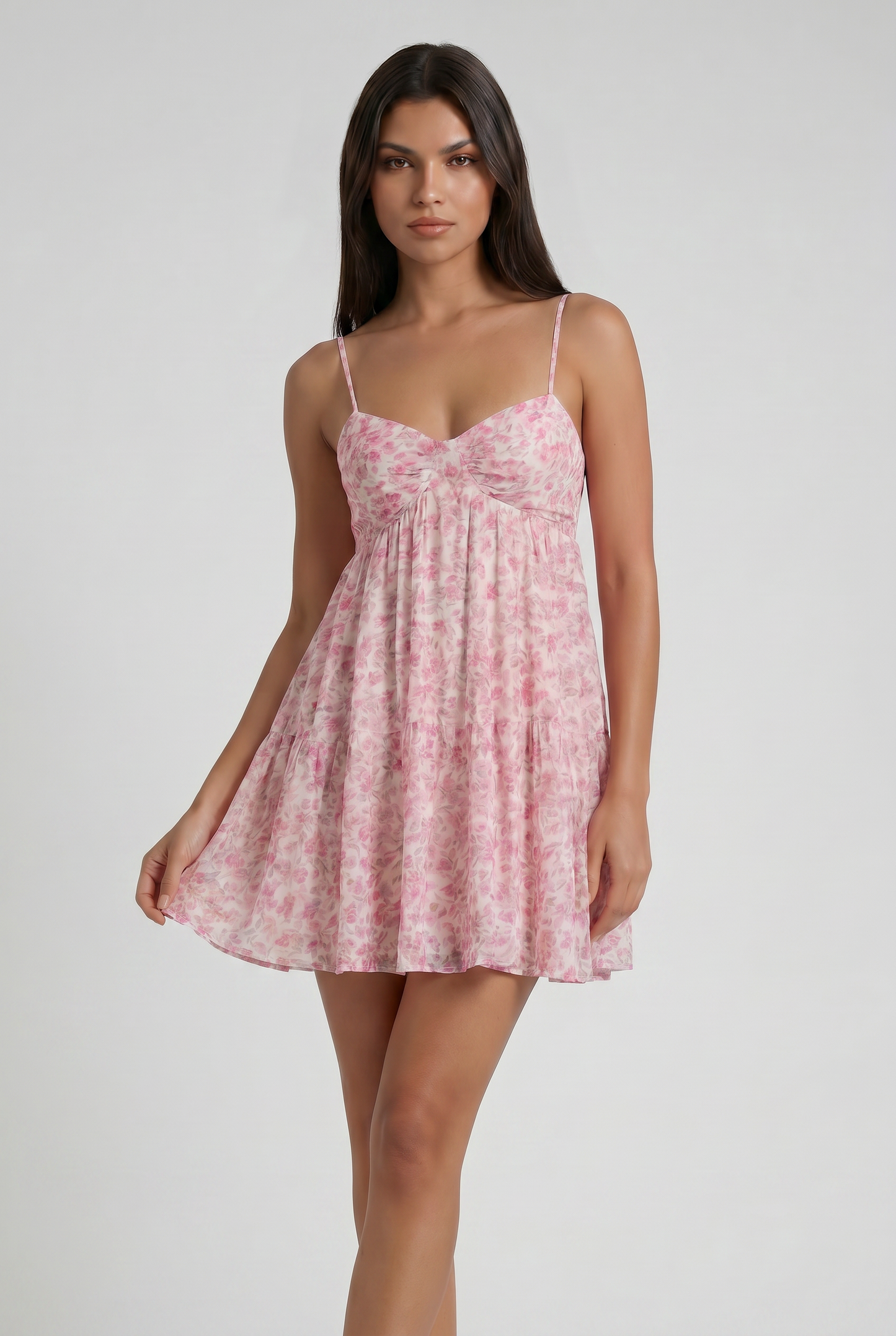 Virelle | Mini Robe Femme Florale À Ourlet Volanté