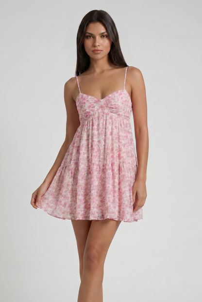 Virelle | Mini Robe Femme Florale À Ourlet Volanté