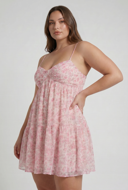Virelle | Mini Robe Femme Florale À Ourlet Volanté