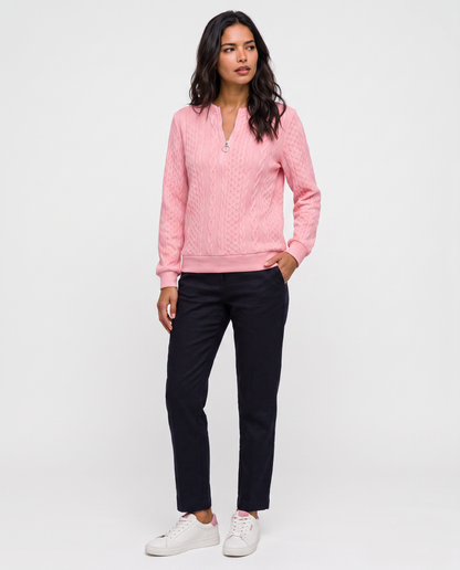 Virelle | Pull Demi-Zip Femme Torsadé