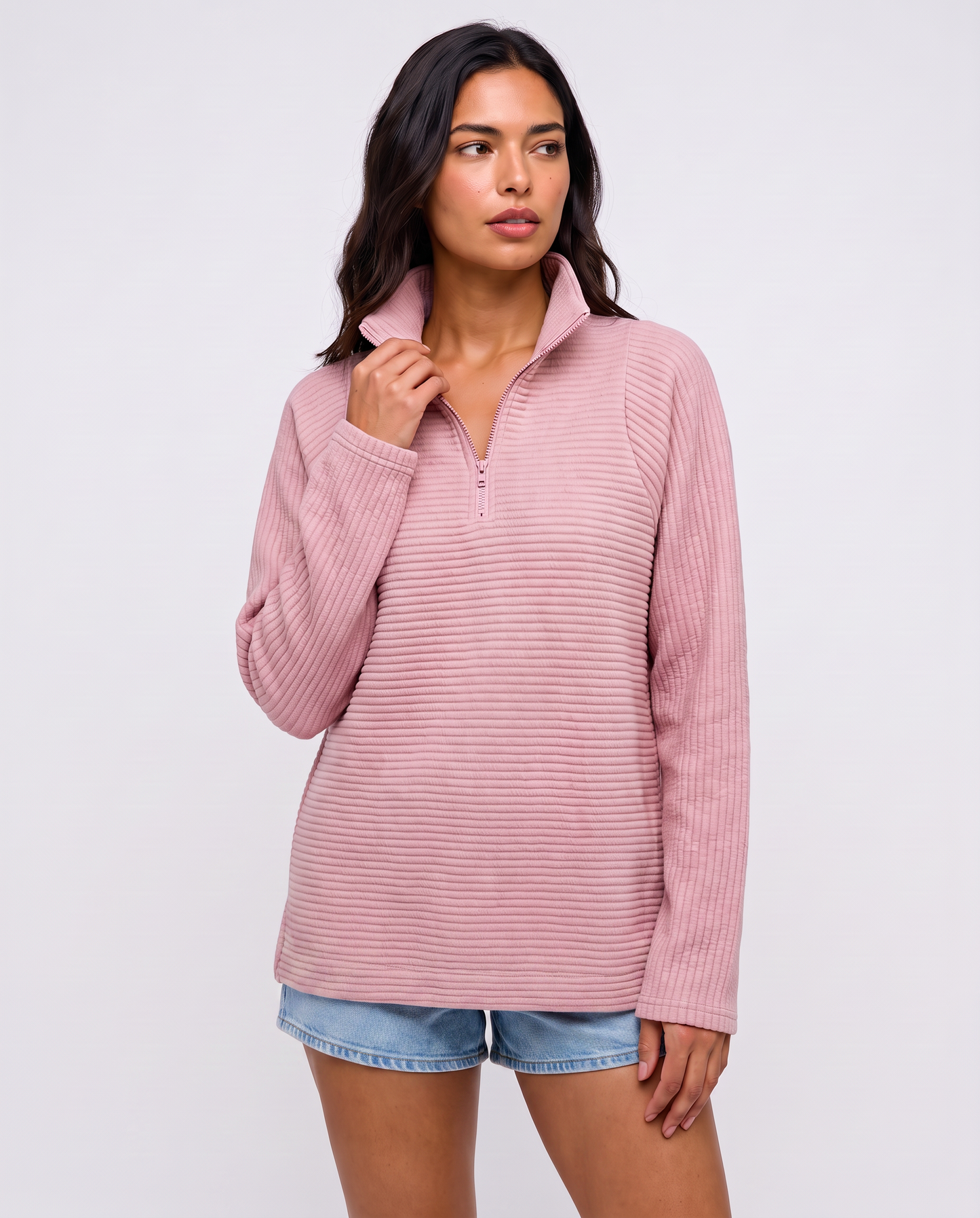 Virelle | Pull Côtelé Demi-Zip Femme