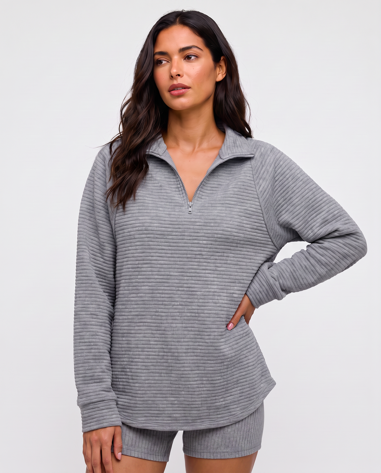 Virelle | Pull Côtelé Demi-Zip Femme