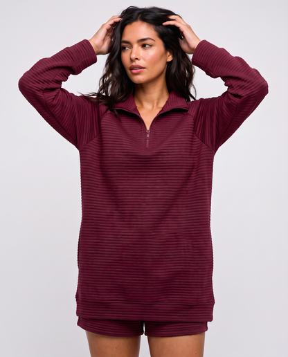 Virelle | Pull Côtelé Demi-Zip Femme