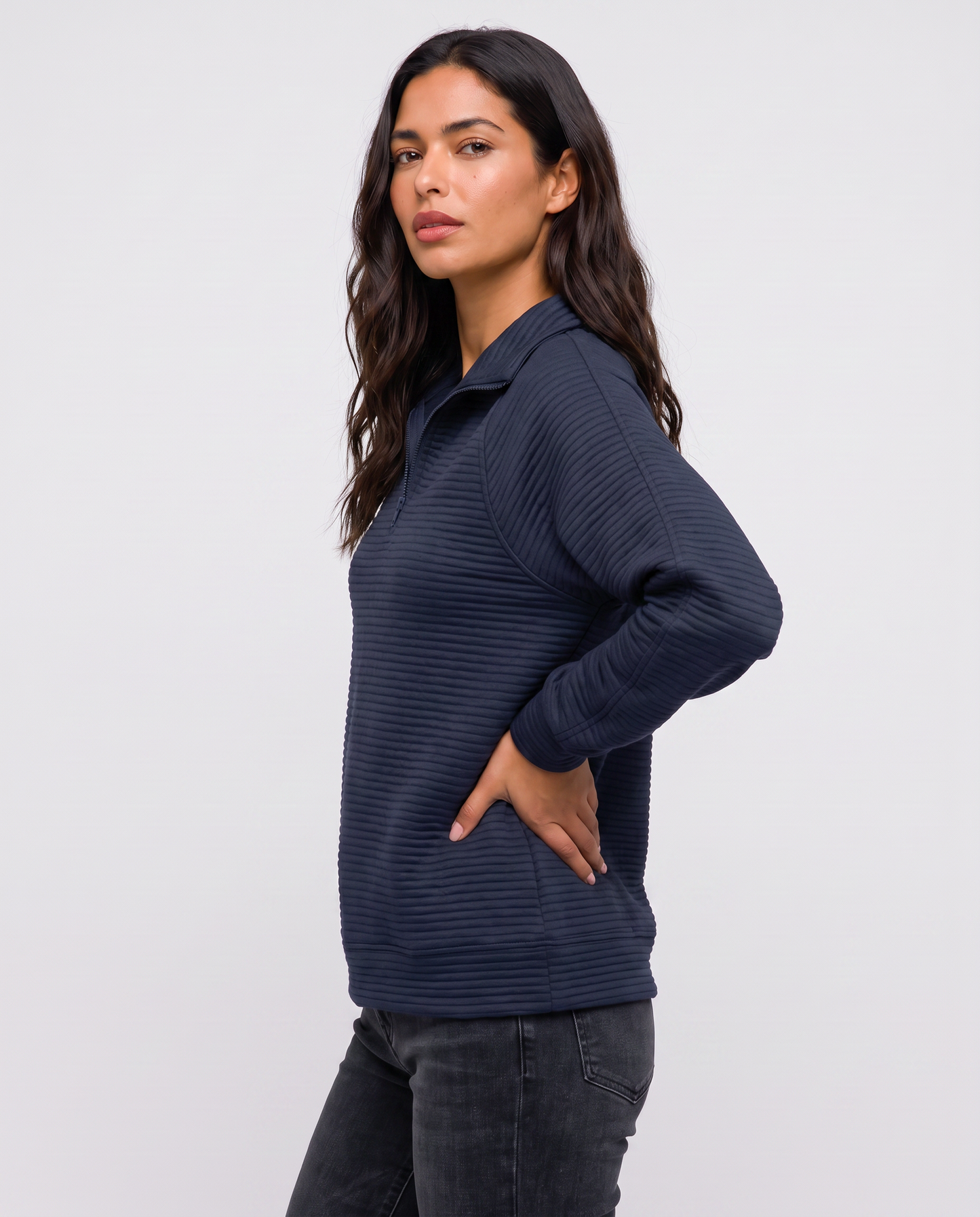 Virelle | Pull Côtelé Demi-Zip Femme
