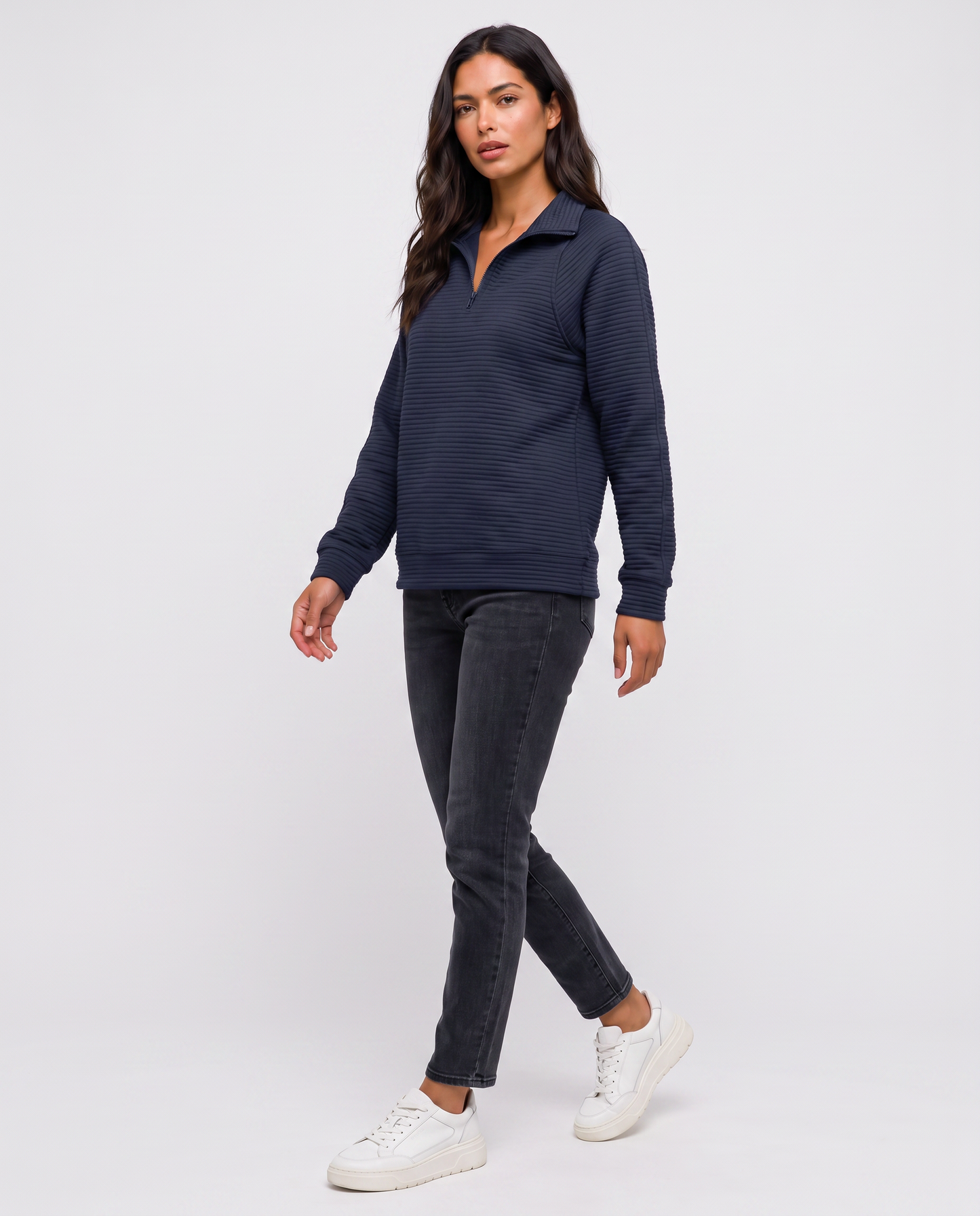 Virelle | Pull Côtelé Demi-Zip Femme
