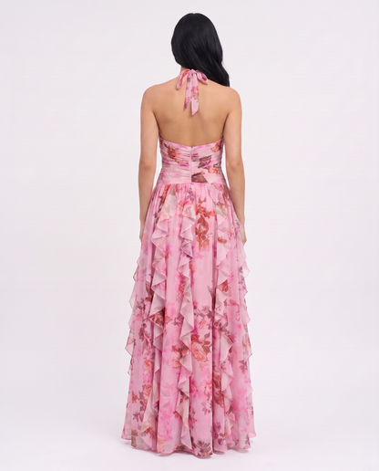 Virelle | Robe Maxi Fleurie Col Halter