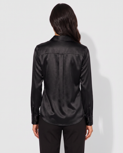 Virelle | Blouse Satinée À Col En V Et Manches Longues