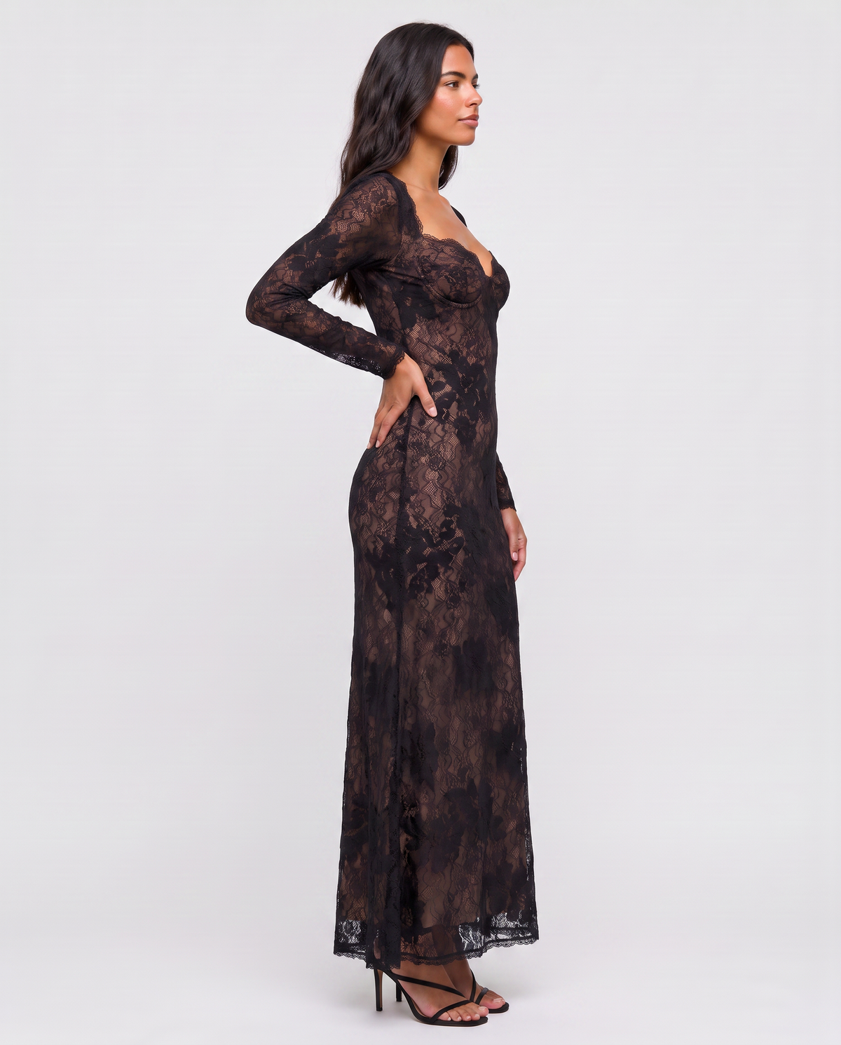 Virelle | Robe Maxi En Dentelle Noire