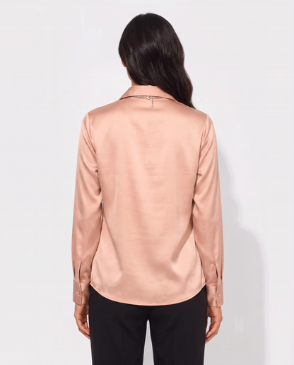 Virelle | Blouse Effet Soie À Col Bénitier Et Manches Longues