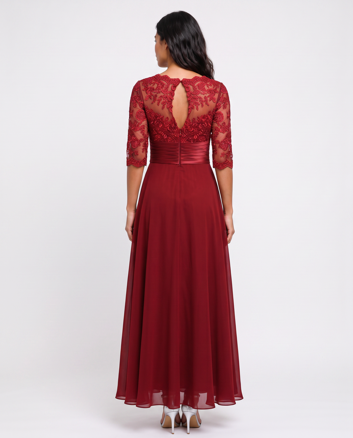 Virelle | Robe de Soirée Longue en Dentelle et Mousseline