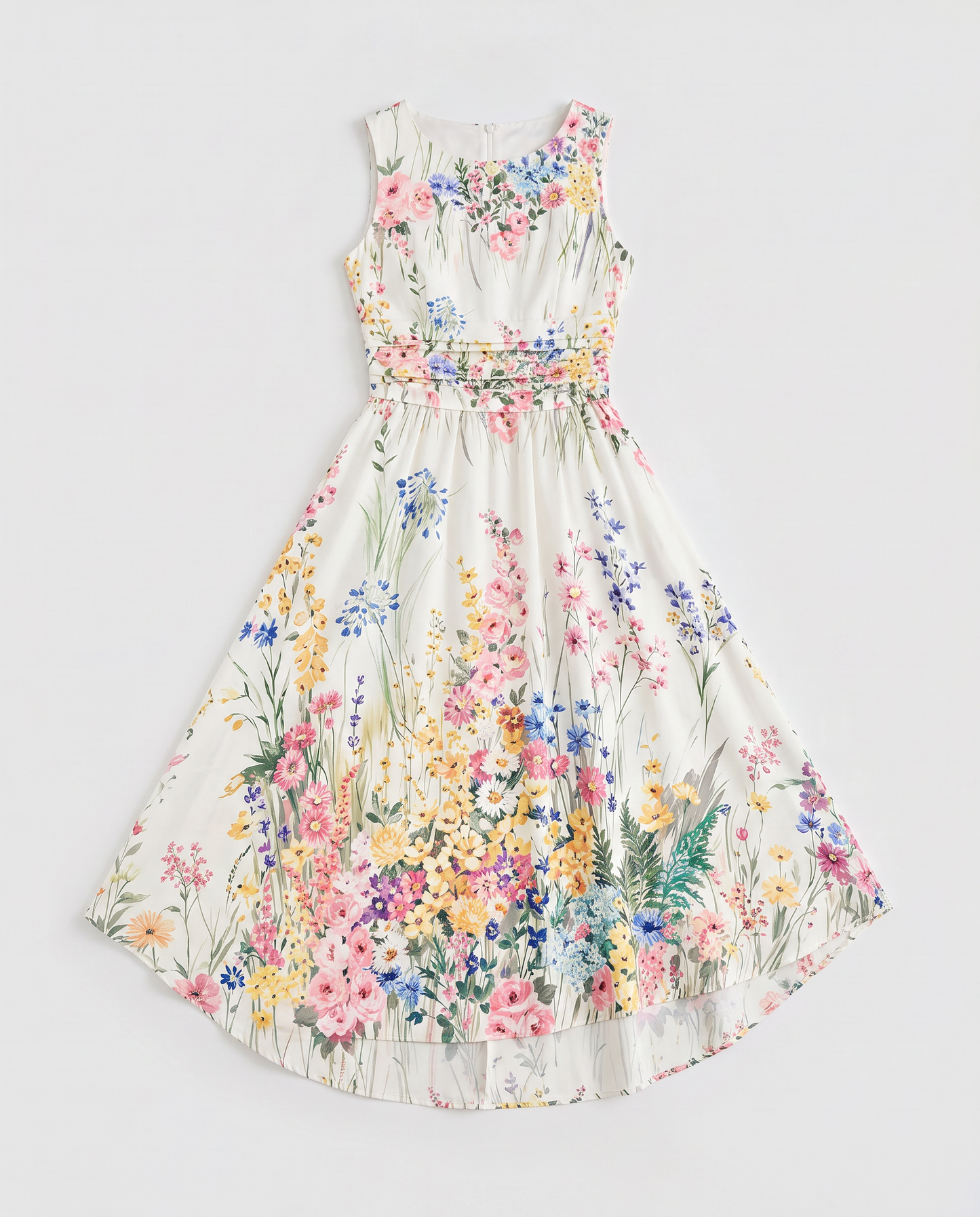 Virelle | Robe Midi Fleurie Sans Manches