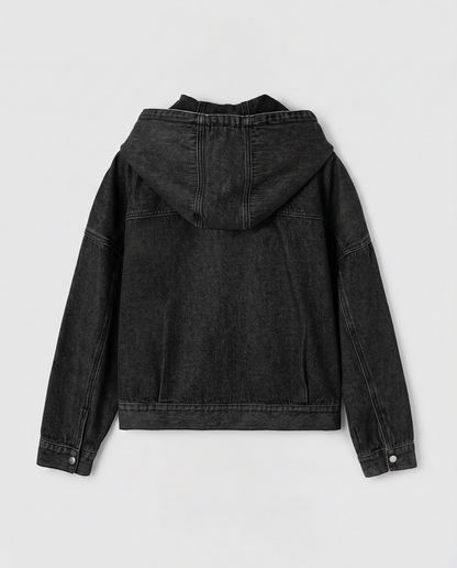 Virelle | Veste en Jean Noire à Capuche Femme
