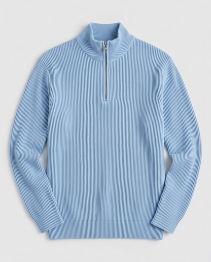 Virelle | Pull Homme Côtelé à Demi-Zip