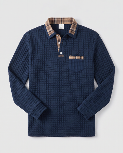 Virelle | Polo Homme Gaufré à Manches Longues