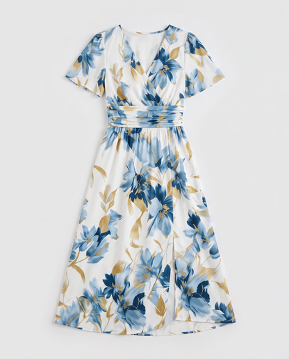Virelle | Robe Midi Fleurie Portefeuille