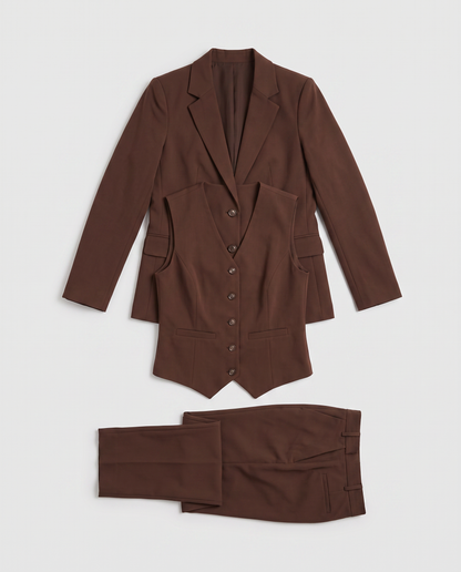 Virelle | Tailleur Femme 3 Pièces Marron