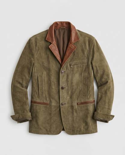 Virelle | Blazer Homme Effet Daim Col Montant