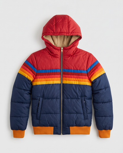 Virelle | Veste Femme Rétro Multicolore à Capuche