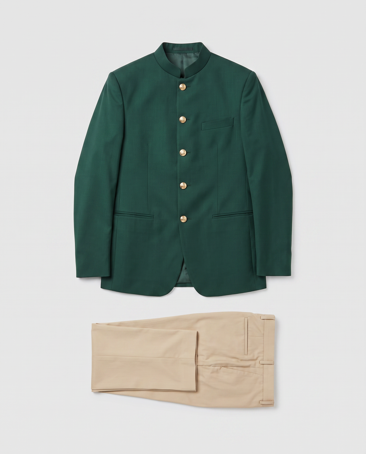 Virelle | Costume Jodhpuri Homme Vert Foncé et Beige