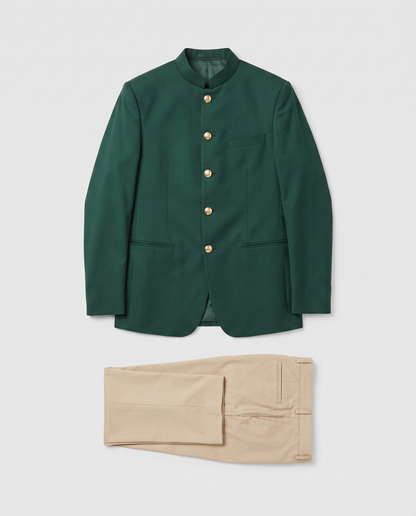 Virelle | Costume Jodhpuri Homme Vert Foncé et Beige