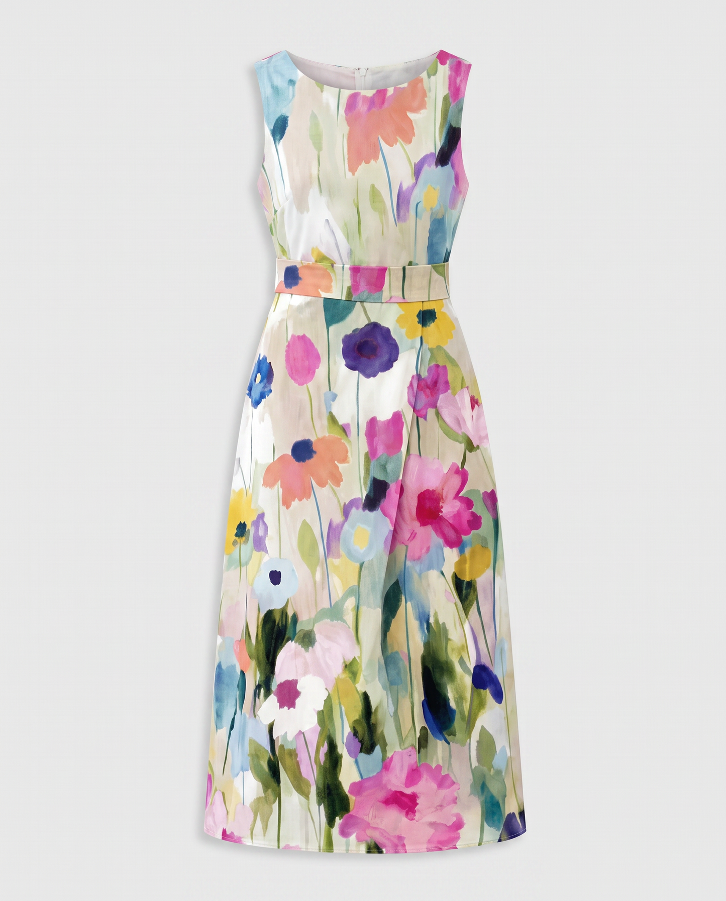 Virelle | Robe Midi Fleurie Avec Ceinture