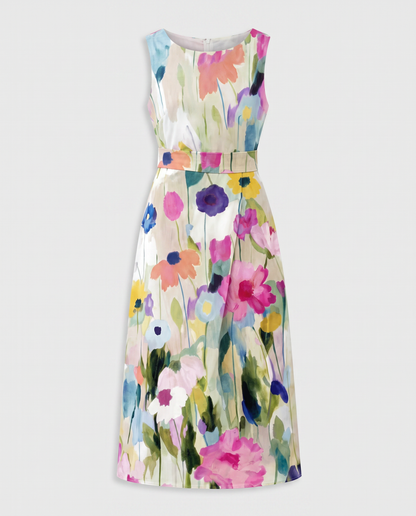 Virelle | Robe Midi Fleurie Avec Ceinture