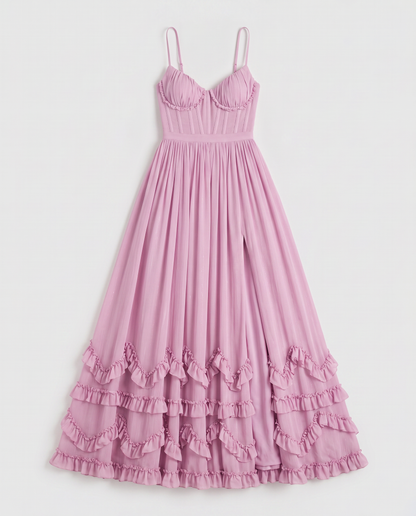 Virelle | Robe Maxi Fleurie À Volants