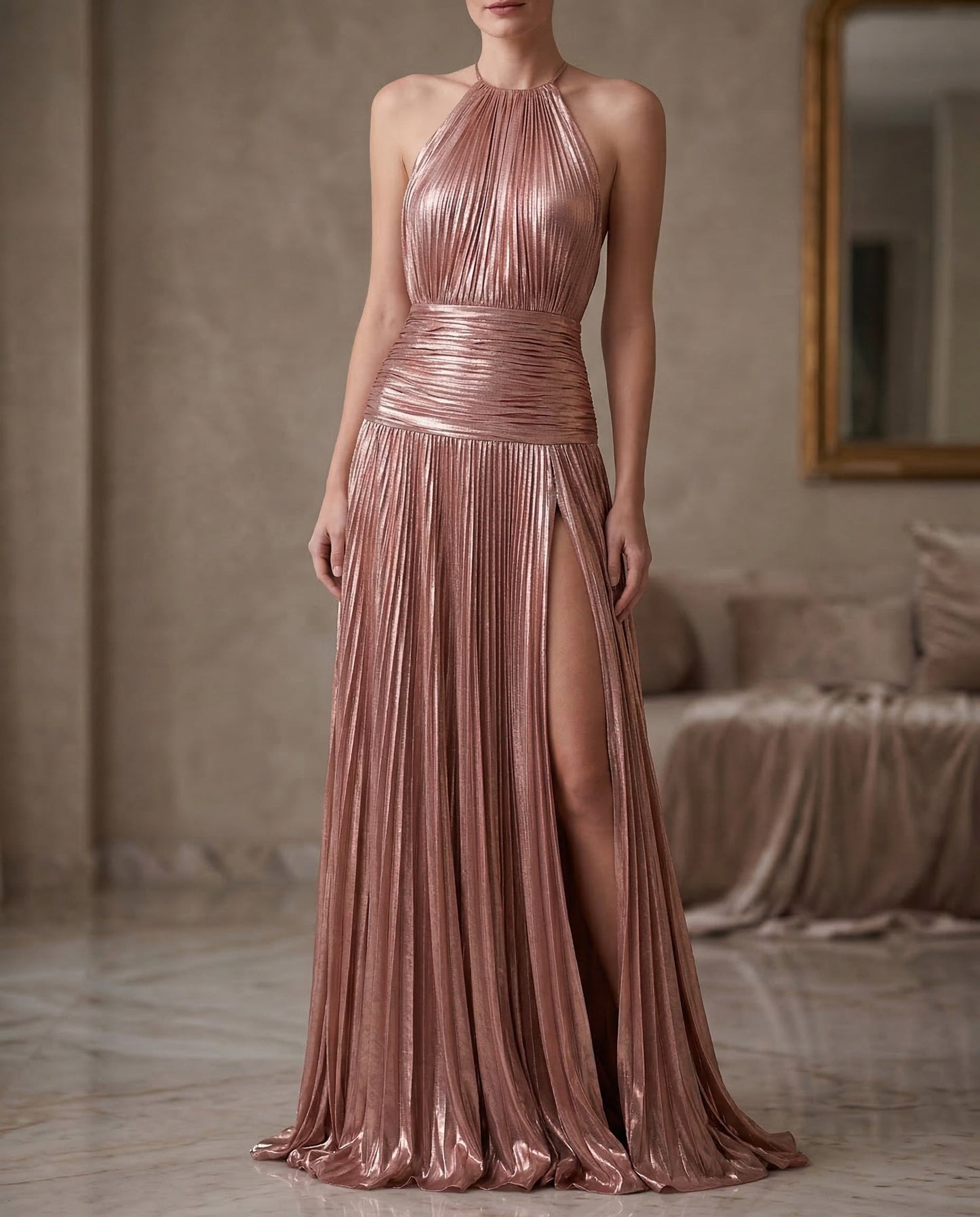Amelix | Robe Halter Péridot Lumineux