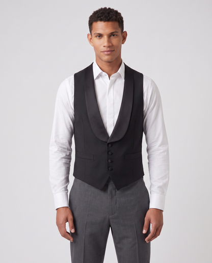 Virelle | Gilet de Tuxedo Homme Noir à Col Châle