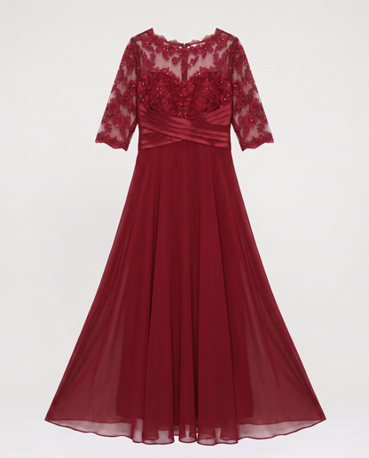 Virelle | Robe de Soirée Longue en Dentelle et Mousseline