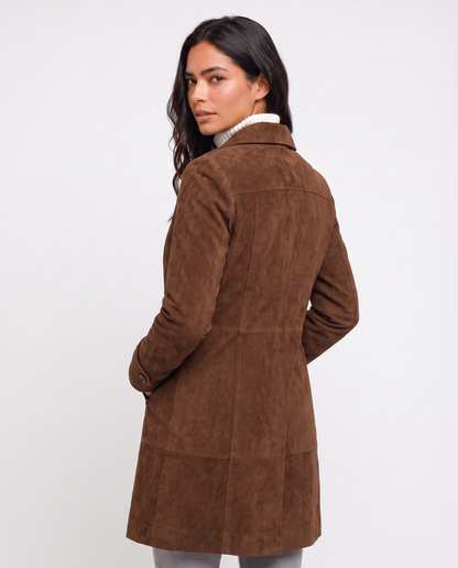 Virelle | Manteau Long Effet Daim Femme