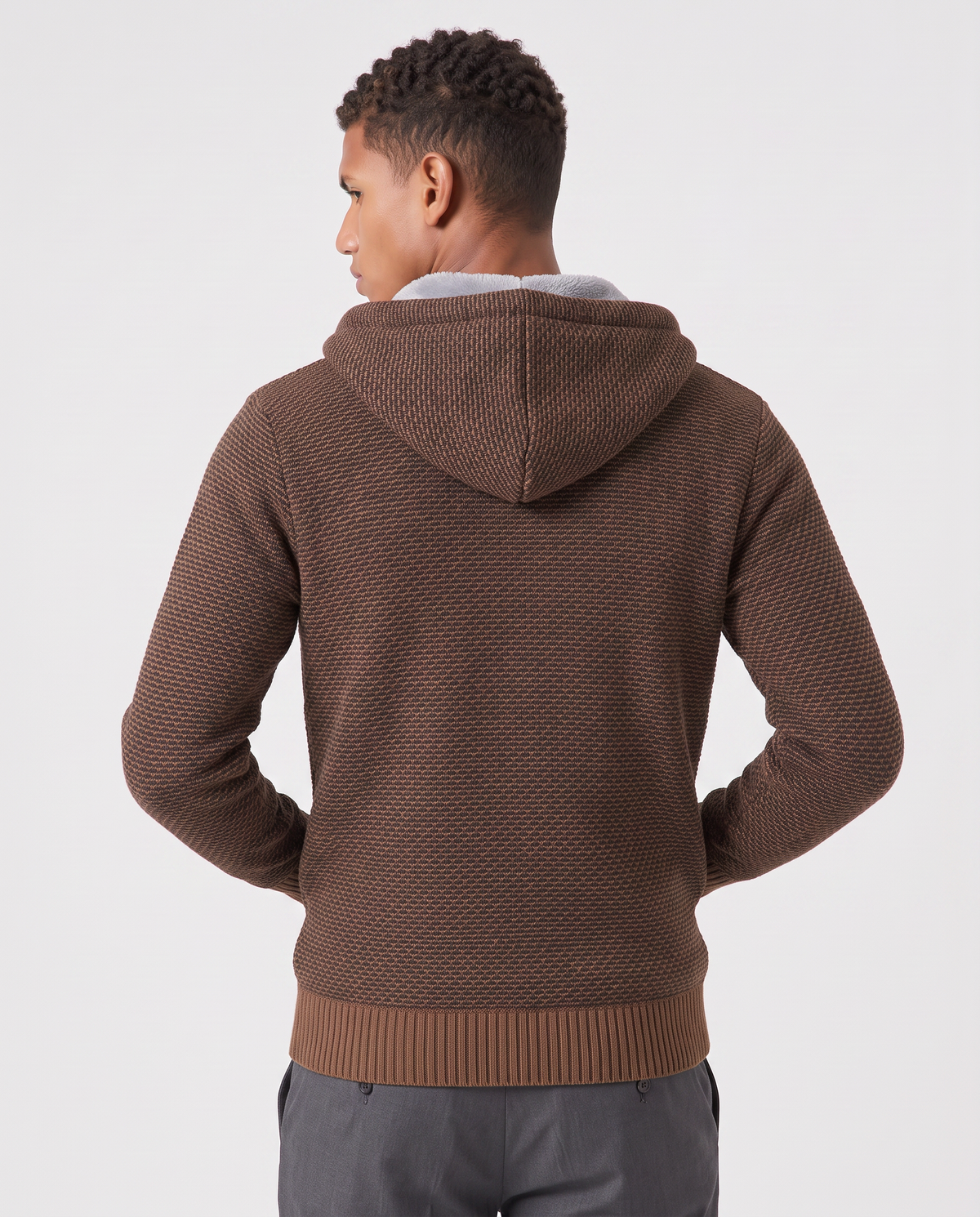 Virelle | Veste Homme en Maille à Capuche Doublée
