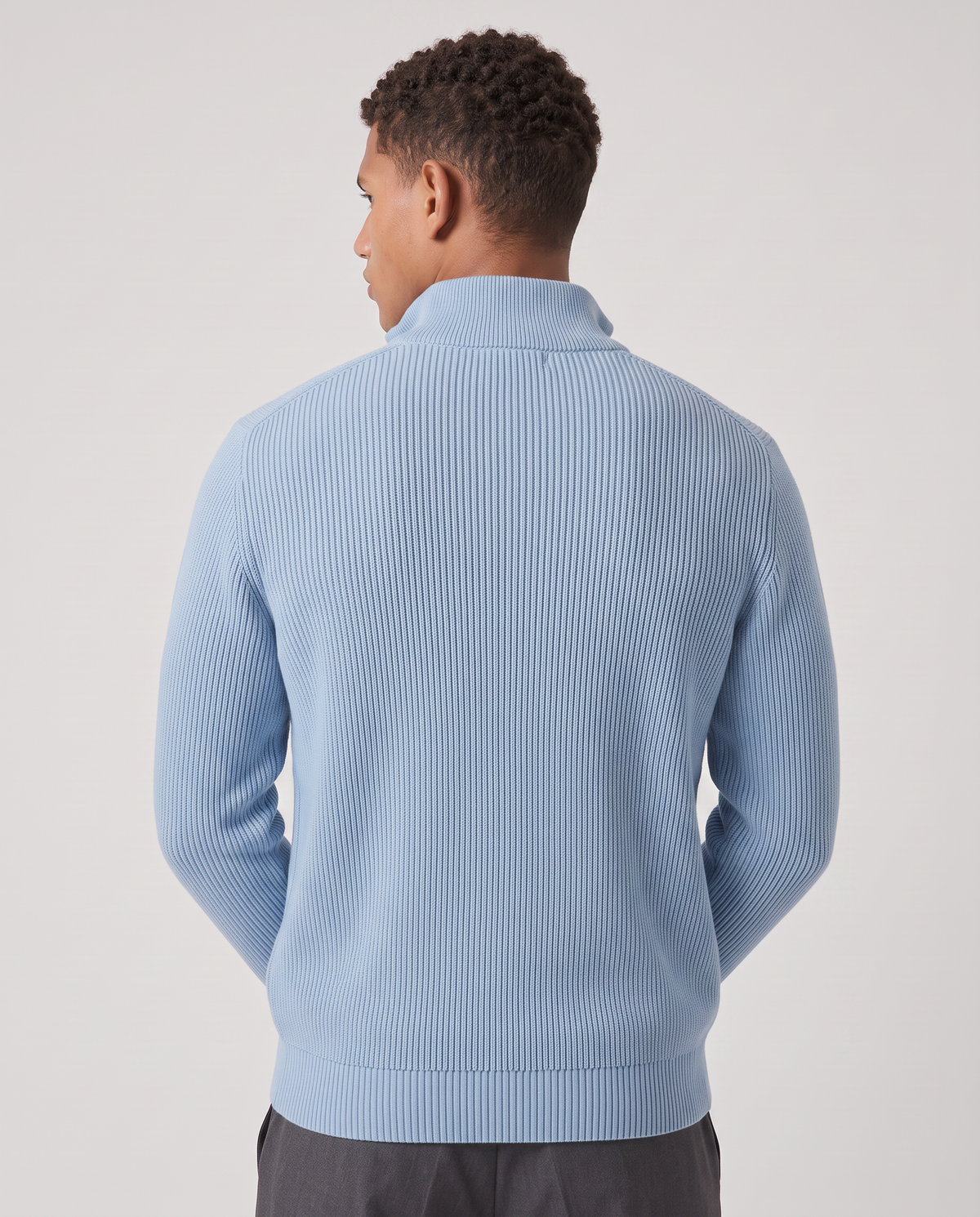 Virelle | Pull Homme Côtelé à Demi-Zip